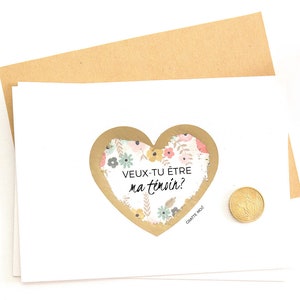 Demande témoin mariage Carte à gratter . Bridesmaid Proposal Scratch off Card  . Tarjeta Testigo de Boda . Biglietto testimone matrimonio .
