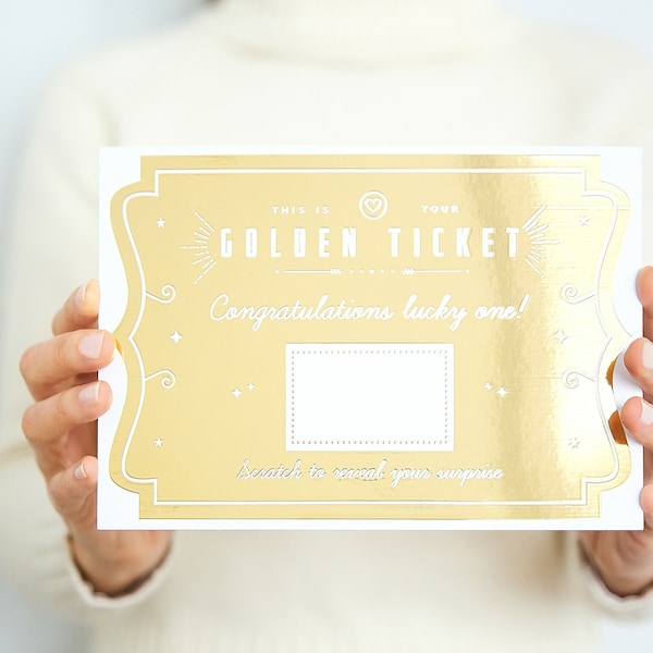 Golden Ticket Scratch Off Card  | Cadeau Noel personnalisé | Trip Reveal or Surprise Gifts for Him |  Customized Gift Personalized Voucher