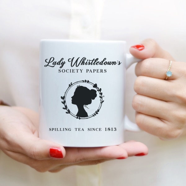 Taza Bridgerton | Lady Whistledown Taza personalizada | Regalos los Bridgerton para ella | Taza personalizada