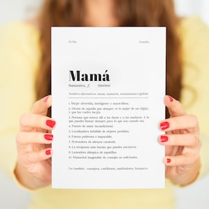 Tarjeta Día de la Madre ⎪Tarjeta felicitación Dia de la Madre Definición Mamá ⎪Tarjeta regalo tamaño A5 español