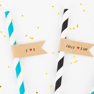 Paper Straws with Flags . Custom Wedding Straws with Flags . Custom Wedding Paper Straws . Wedding Straws .