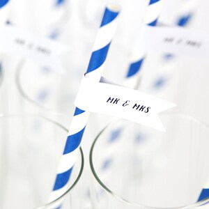Mr and Mrs Wedding Straws with Flags . Customisable Mr and Mr Straws . Mr and Mrs Ornaments .