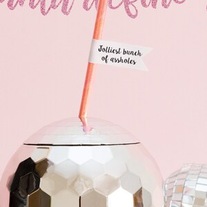 Christmas Straws with Flags . Jolliest bunch of assholes . Christmas Decoration . Tableware Festive Decor .