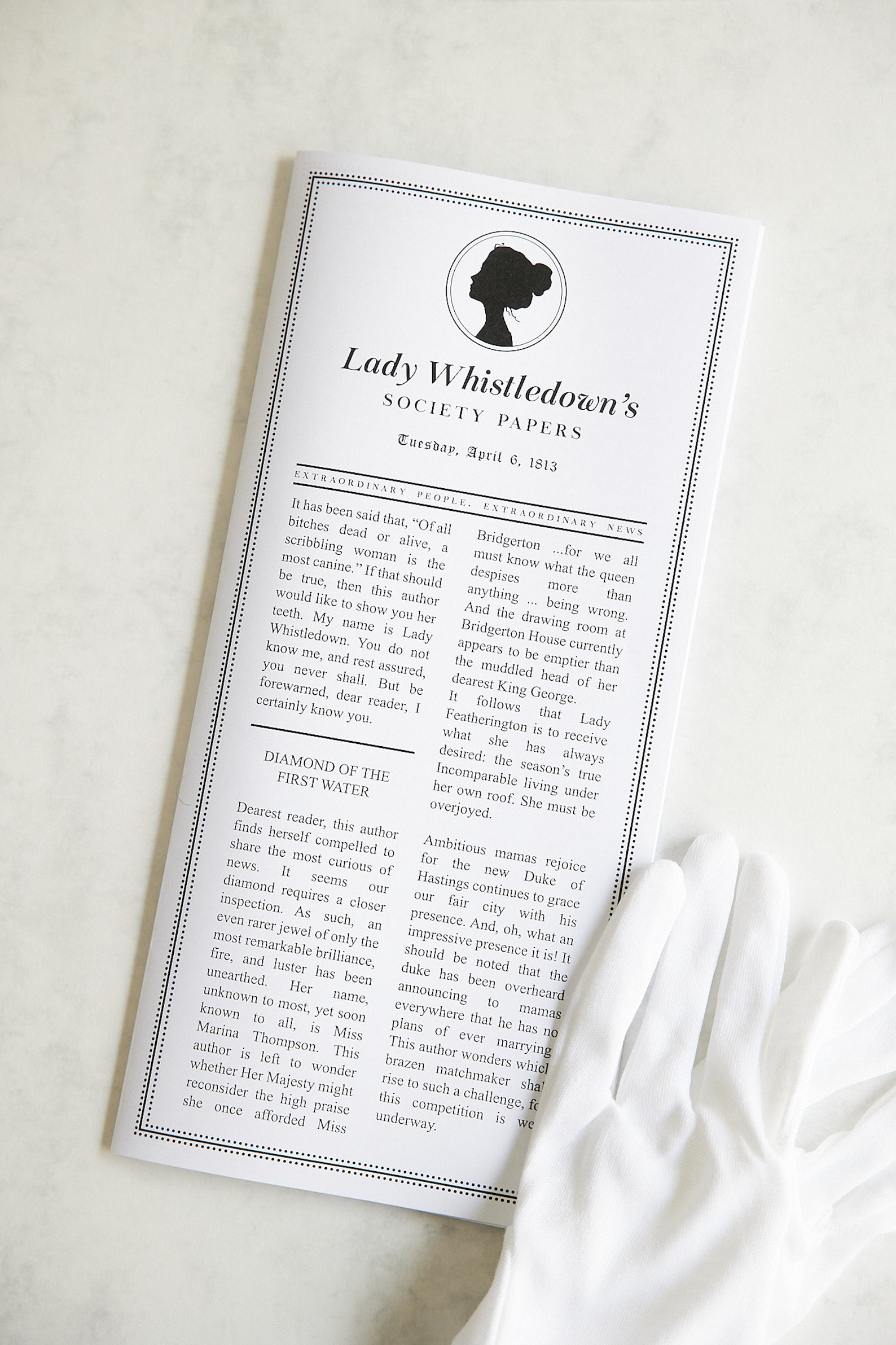 Lady Whistledown Society Papers Customised Text for Party or | Etsy UK