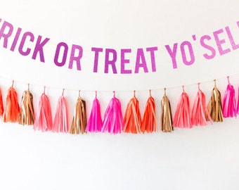 Halloween Banner . Trick or Treat Yo'self . Halloween party decorations, Halloween decor . Chic celebration .