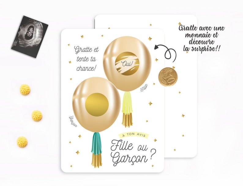 Lot De 6 Tickets à Gratter Pour Révéler Le Sexe Du Bébé - Idée Originale Pour Gender Reveal Et Baby Shower - 8