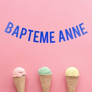 Décoration baptême Guirlande Baptême Personnalisable Fête de Naissance Bienvenue Fille Garçon Guirlande prénom Personnalisé