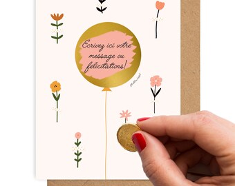 Carte Fête des Mères | Carte à gratter félicitation maman mamie  | Carte original