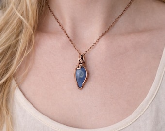 Antique Copper and Blue Opal Pendant