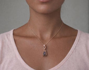 Antique Copper and Violet Labradorite Mini Pendant