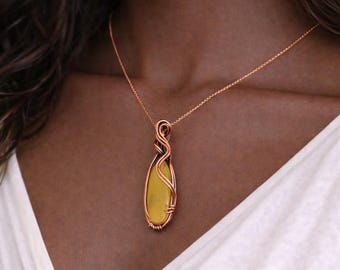 Antique Copper and Yellow Druzy Pendant