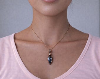 Antique Copper and Zebra Jasper Pendant