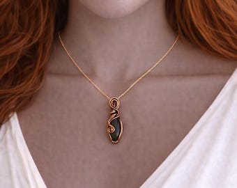 Antique Copper and Labradorite Pendant