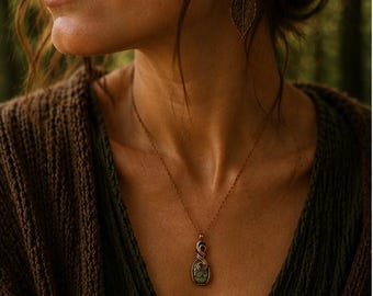 Antique Copper Moss Agate Pendant