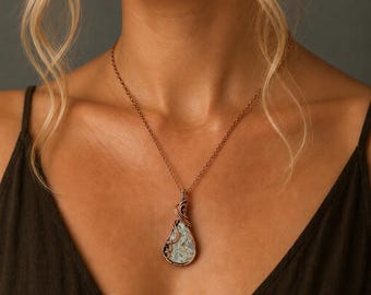 Antique Copper an Moss Agate Pendant