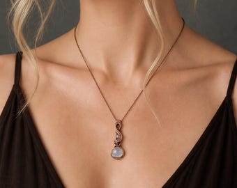Antique Copper Moonstone and Labradorite Pendant