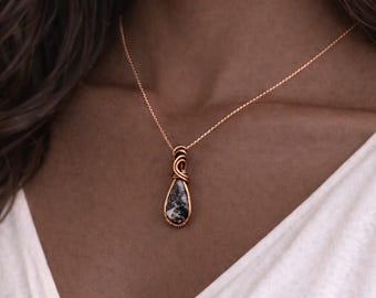 Antique Copper and Zebra Jasper Mini Pendant