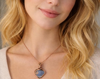Antique Copper and Blue Opal Pendant