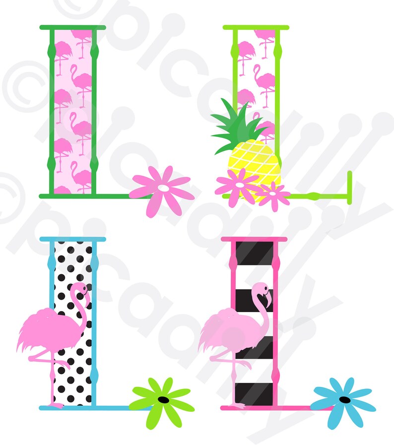 Download Clip Art Girls Beach Monogram Svg Flamingo Monogram Svg Png Summer Monogram Svg Cut File Initial L Girls Letter L Svg Flamingo Pineapple Svg Art Collectibles