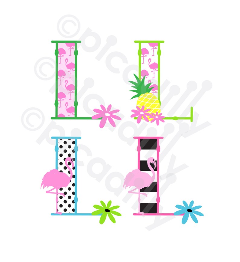 Download Clip Art Girls Beach Monogram Svg Flamingo Monogram Svg Png Summer Monogram Svg Cut File Initial L Girls Letter L Svg Flamingo Pineapple Svg Art Collectibles