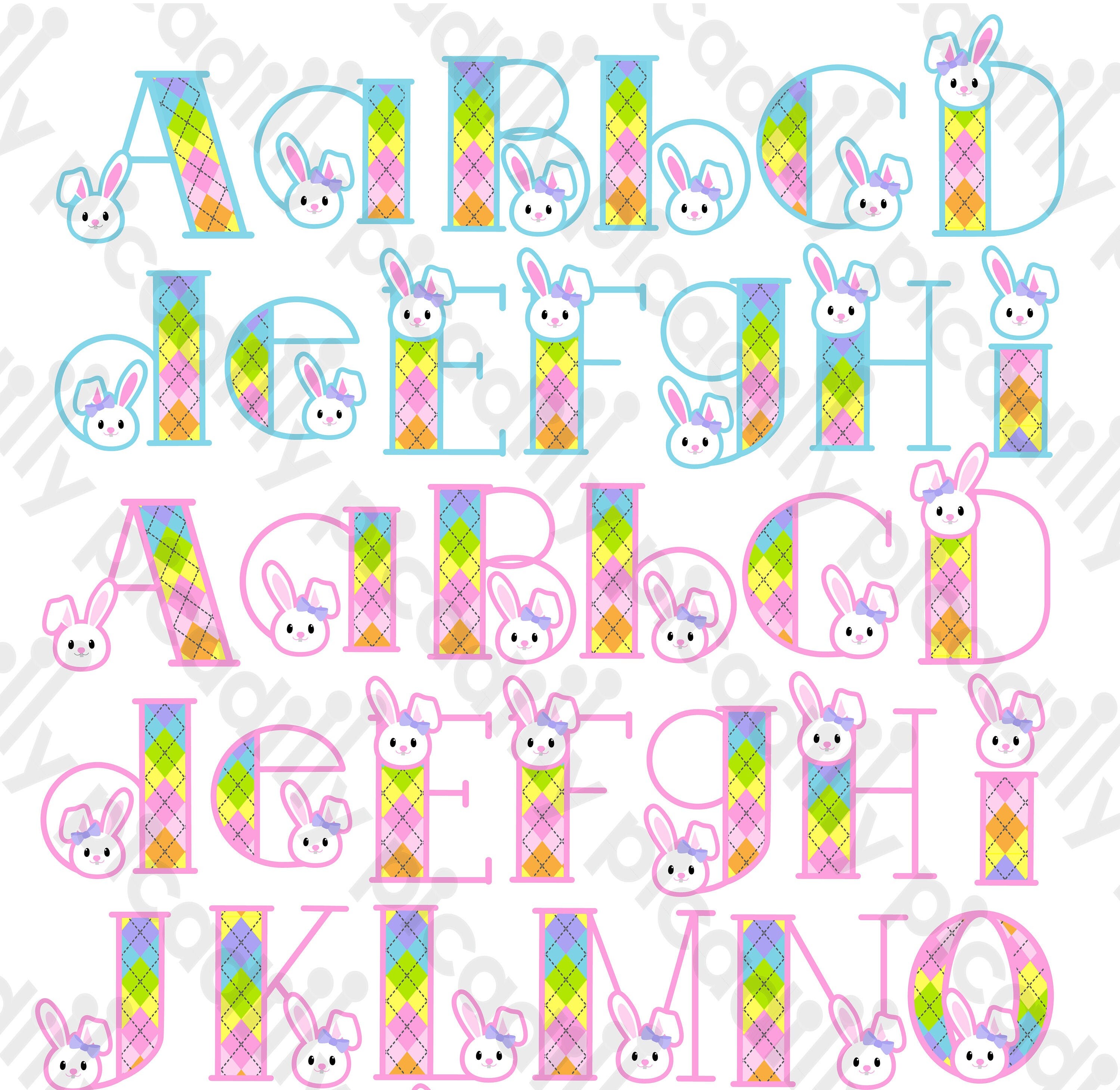 Easter Alphabet Digital PNG Girls Easter Monogram Printable | Etsy