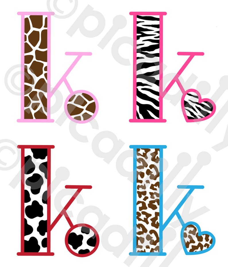 Download Art Collectibles Clip Art Animal Monogram Svg Png Girls Animal Print Svg Cut File Initial K Animal Print Svg Zebra Monogram Svg Leopard Monogram Svg Letter K