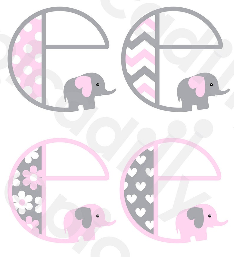 Download Baby Girl Monogram SVG PNG Elephant Svg Cut File Letter e Baby | Etsy