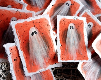 Ghost Acrylic Painting, Original Artwork By Delilah Jones, Miniature Painting, Card Toppers, Whimsical Art, Spooky, Halloween, Gothic,