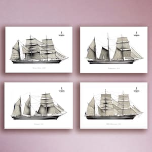 Antarctic Ships - Endurance, Discovery, Terra Nova and Nimrod set of 4 (unframed A4 Prints)