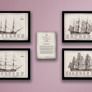 Sailing Ship of the Line 4 heritage prints and ship notes