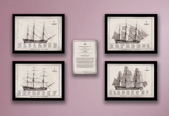 Sailing Ship of the Line 4 Heritage Prints and Ship Notes - Etsy