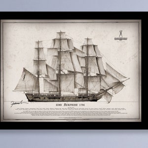The Frigate HMS Surprise - artist signed print by Tony Fernandes