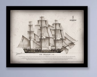 The Frigate HMS Surprise - artist signed print by Tony Fernandes