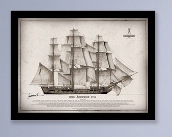 The Frigate HMS Surprise - artist signed print by Tony Fernandes