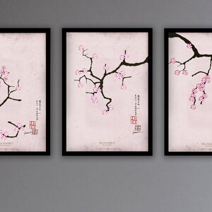 Set 1) Stampe vintage di fiori rosa di Tony Fernandes