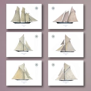 Vintage Yachts 1851-1885-1895 - set of 6 prints by Tony Fernandes (A4 prints unframed set No.1)