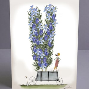 fun Rosemary botanical kitchen herb garden card by Tony Fernandes