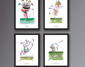 2) Set of 4 Funny Golf Prints