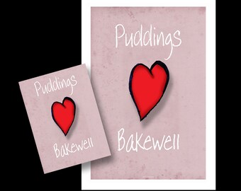 2- Puddings Love Bakewell - Gift Print with Free Card