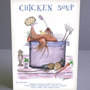Chicken Soup - whimsical fun food card by Tony Fernandes