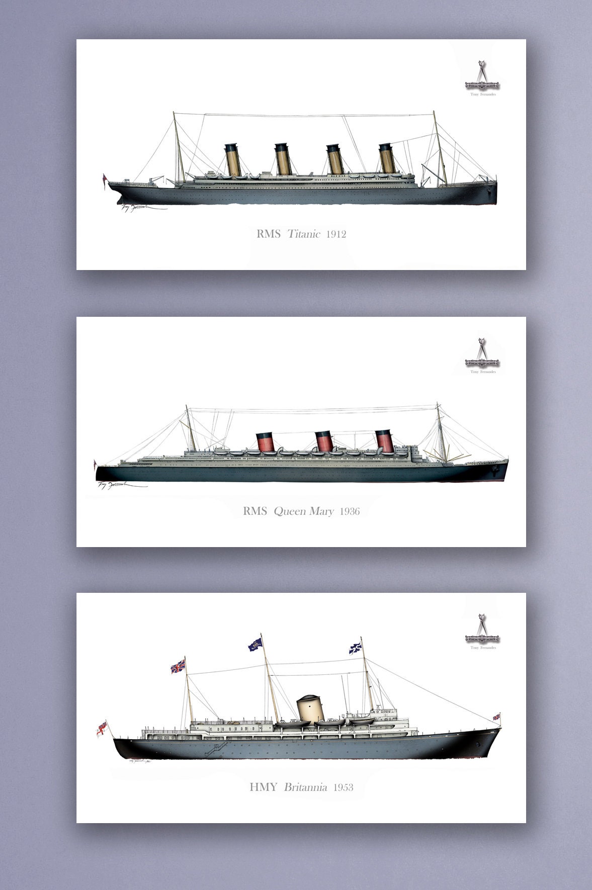 Titanic Queen Mary und Britannia Schiff Drucke - Etsy.de