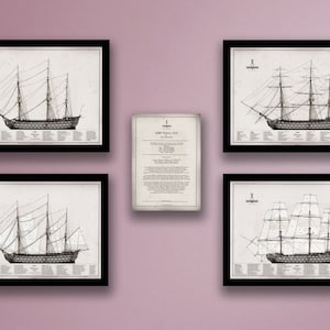 Set of 4 HMS Victory Heritage Rigging Prints by Tony Fernandes