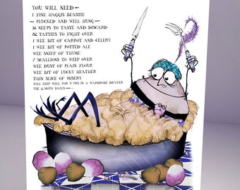 haggis and ale pie fun greeting card