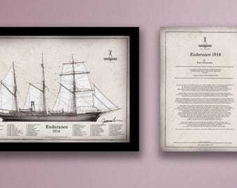 Endurance 1914 - artist signed print and ship notes