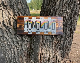 HONOLULU License Plate Sign, Fast, FREE Shipping!!