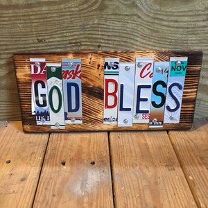 GOD BLESS License Plate Sign, Fat, FREE Shipping!!