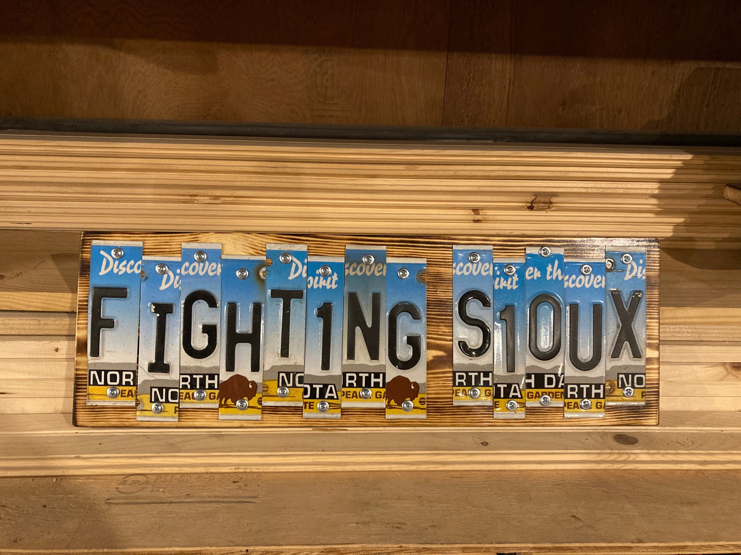 License Plate Art Fighting Sioux Mancave Etsy