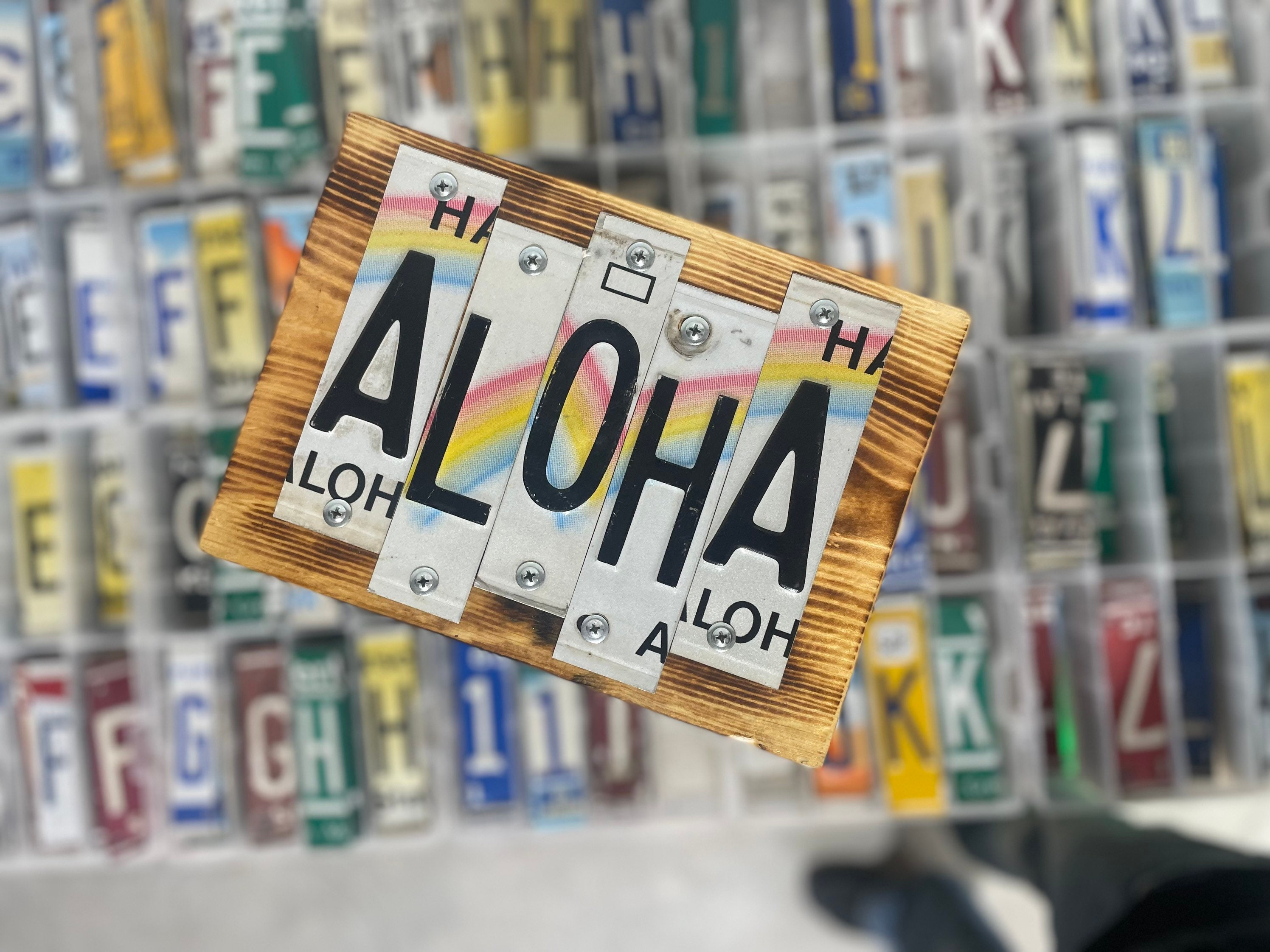 Metal Aloha Sign With Palm Trees Housewarming Gift Home Decor