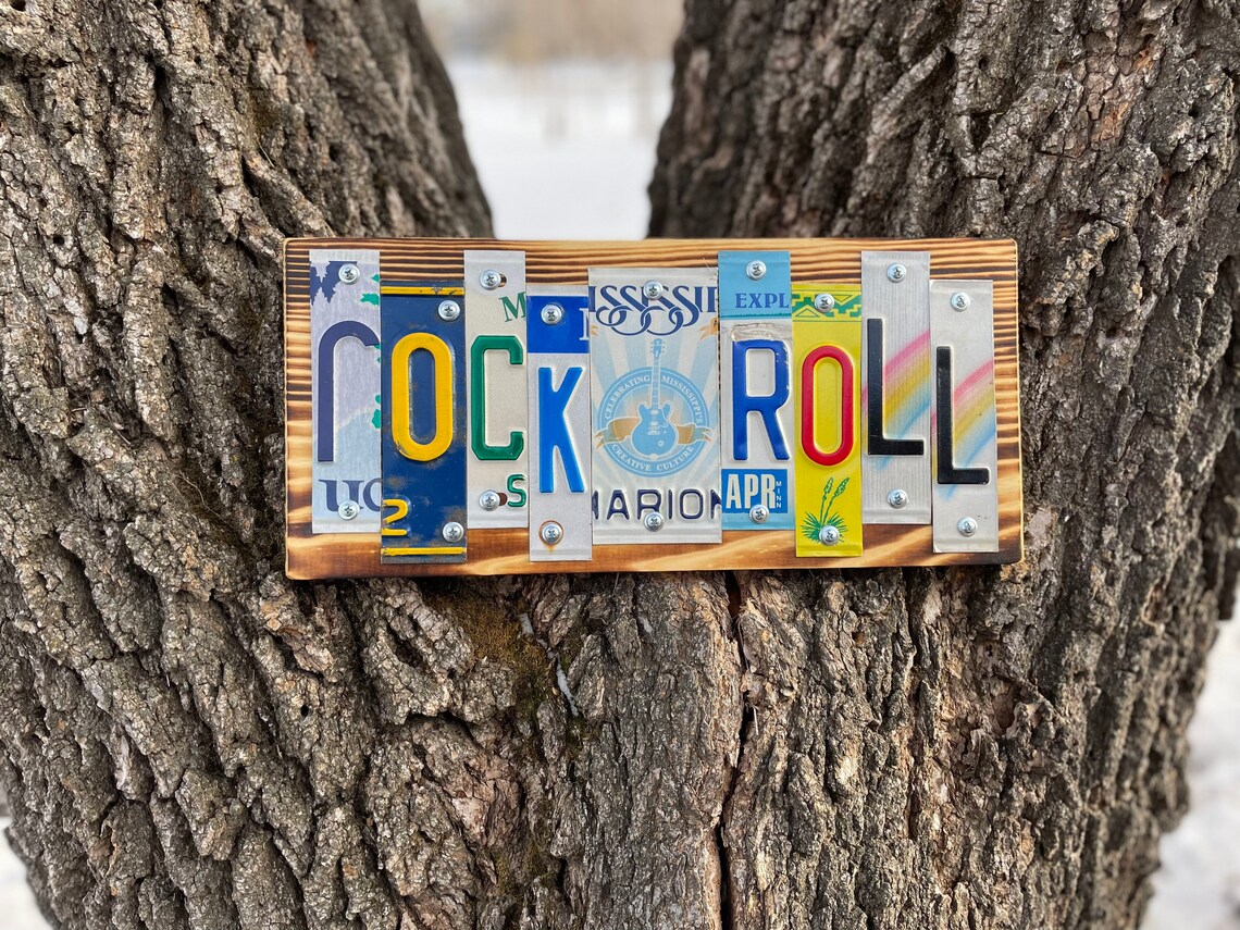 ROCK N ROLL License Plate Sign Fast FREE Shipping - Etsy