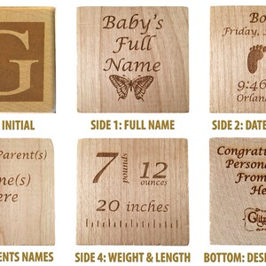 Personalized Baby Block New Baby Gift Birth Block Personalized Baby Item Newborn Keepsake Baby Girl Baby Boy Wooden Baby Block Baby gift image 2